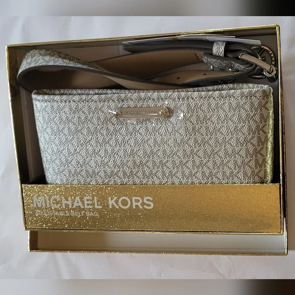 Michael Kors Faux Leather Adjust Belt Bag/Fanny Pack MK Logo S/M - Picture 2 of 8